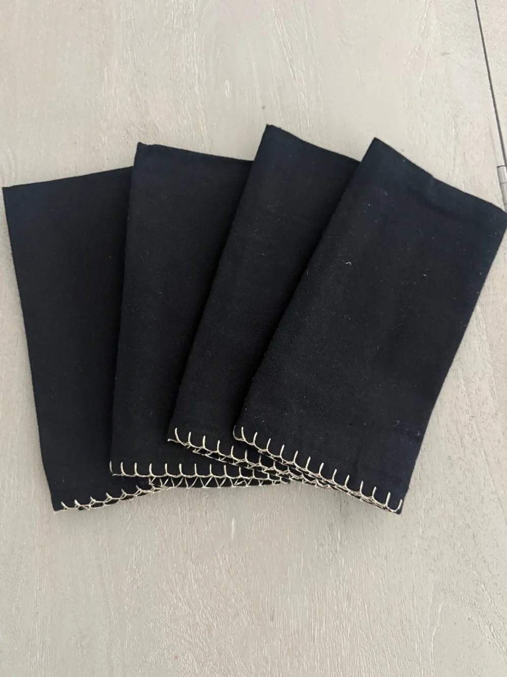 Max Studio Home Black with Gold Trim Napkins, Set of 4